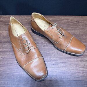 Sandro Moscolini Men’s 8M Tan Leather Cap Toe Dress Shoes – Classic Oxford Style
